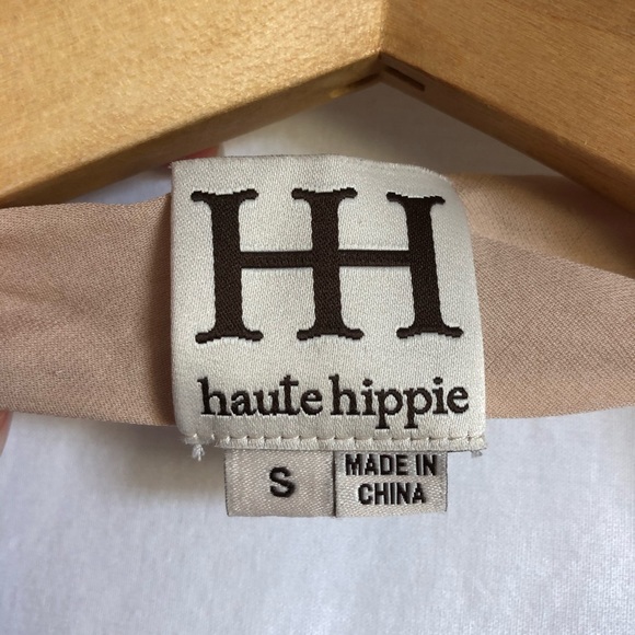 Haute Hippie Silk Beige Boho halter top size S - Picture 5 of 7
